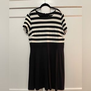 LOFT Black and White Striped Dress